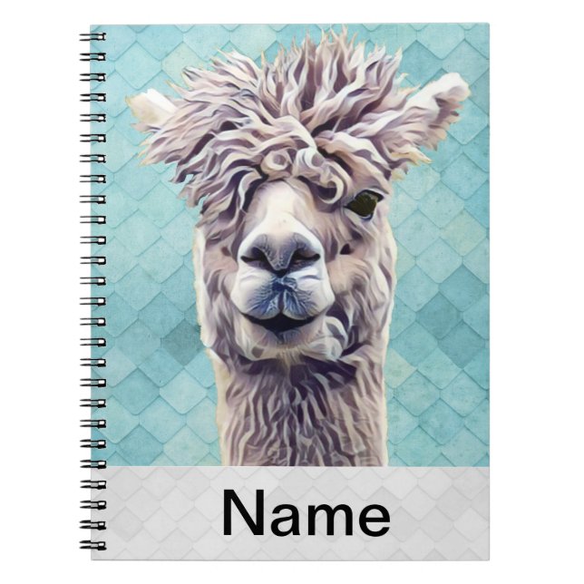 Llama Art Personalized name Color Notebook (Front)