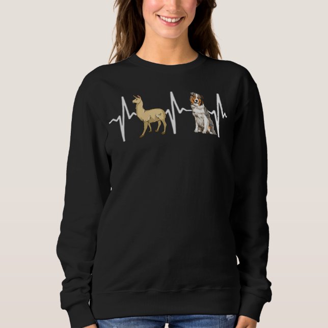 Llama Australian Shepherd Heartbeat Dog Sweatshirt (Front)