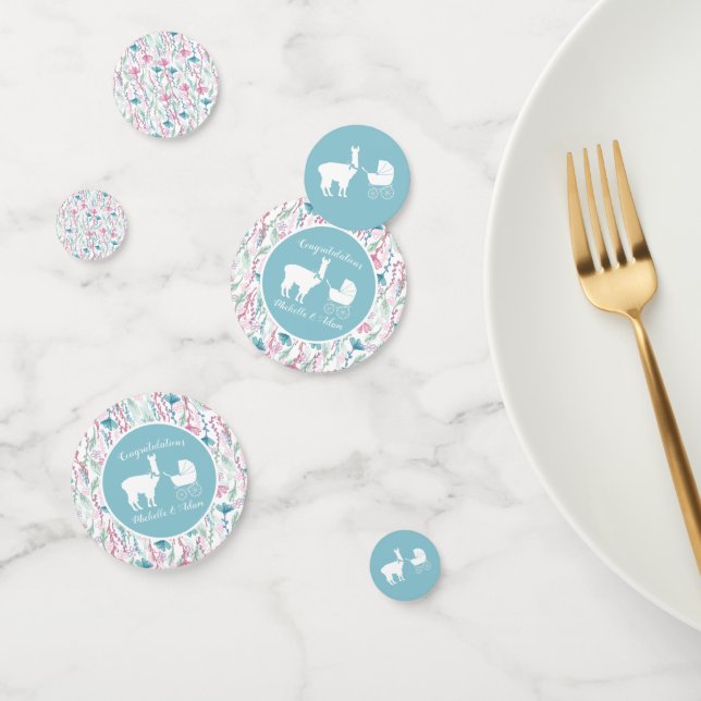 Llama Baby Shower Cute Blue Boy Confetti (Group)
