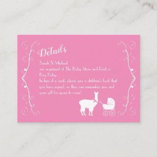 Llama Baby Shower Cute Pink Girl Enclosure Card