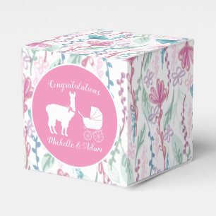 Llama Baby Shower Cute Pink Girl Favour Box