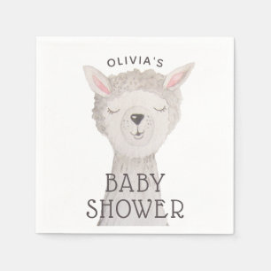 Llama Baby Shower Neutral Cute Watercolor Alpaca Napkin