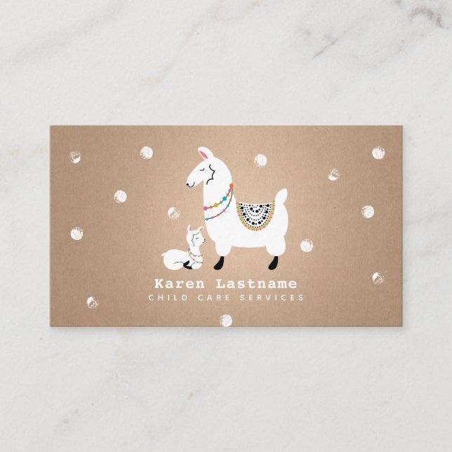 Llama Babysitter Childcare Daycare Nanny Business Card (Front)