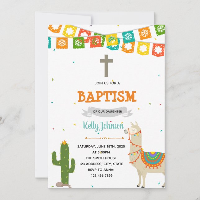 Llama baptism Invitation (Front)