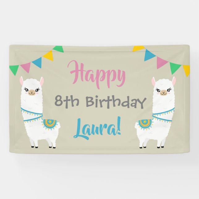 Llama Birthday Banner (Horizontal)