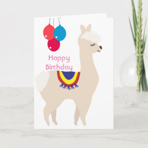 Llama birthday, Birthday Balloons Card