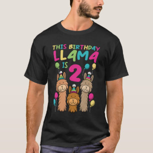 Llama Birthday For Girls 2nd Birthday Party Alpaca T-Shirt