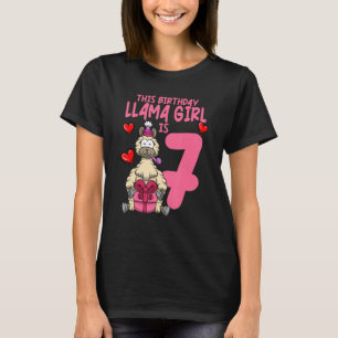 Llama Birthday For Girls 7th Birthday Party Alpaca T-Shirt