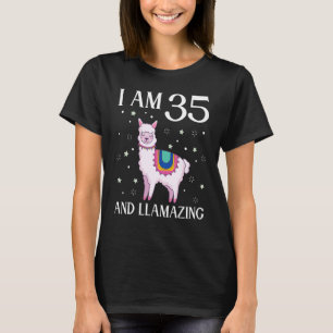 Llama Birthday I Am 35 Years And Llamazing Amazing T-Shirt