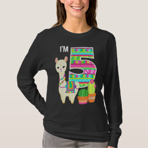 Llama Birthday I'm 5 Farm Llama Theme 5th Birthday T-Shirt
