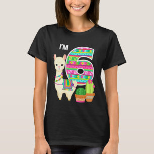 Llama Birthday Im 6 Farm Llama Theme 6th Birthday T-Shirt