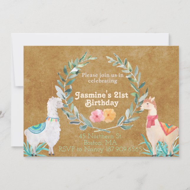 Llama Birthday Invitation (Front)