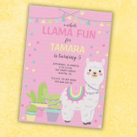 llama Birthday Invitation, cute llama Invitation