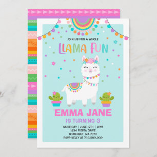 Llama Birthday Invitation Whole Llama Fun Party