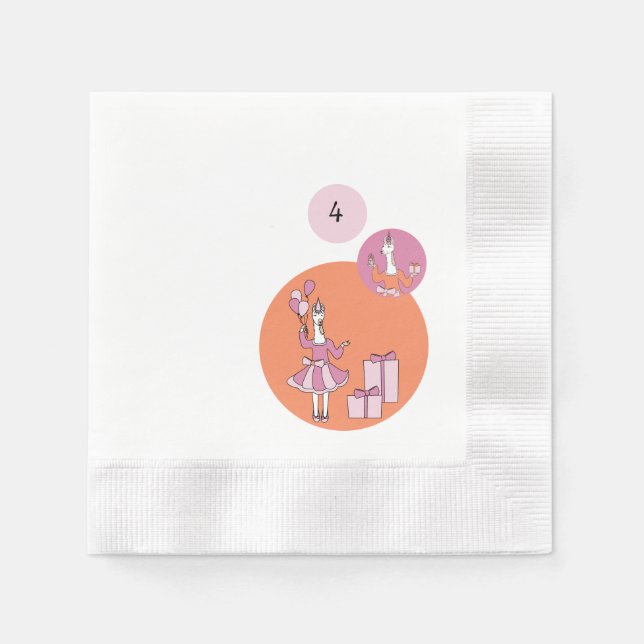 Llama birthday napkin (Front)