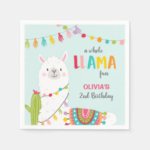 Llama birthday Paper Napkins Alpaca Fiesta Cactus