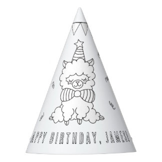 Llama Birthday Party - Colour Your Own Party Hat