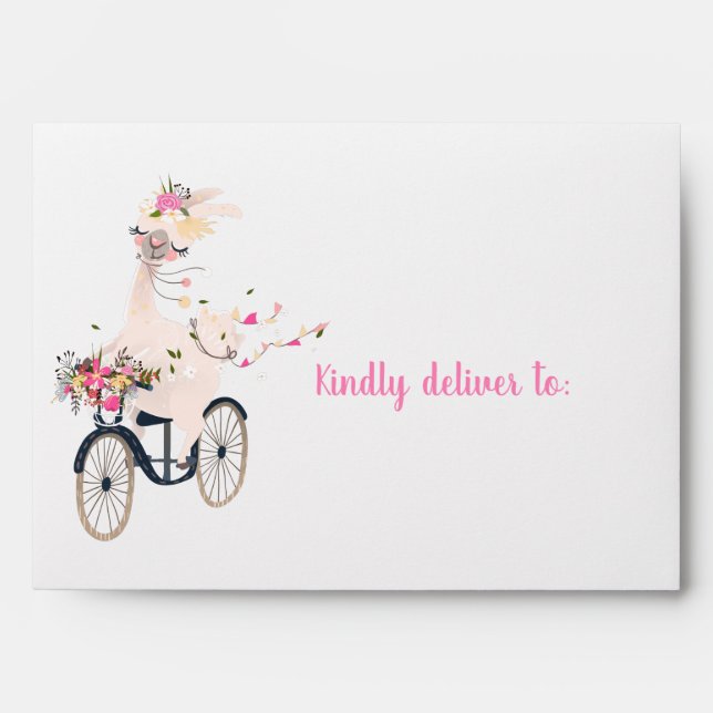 Llama Birthday Party Custom Envelope (Front)