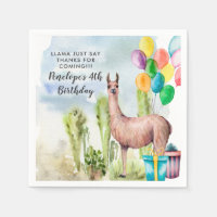Llama Birthday Party Personalised Party Napkins