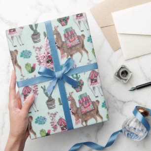 Llama blue Wrapping Paper