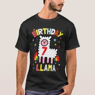 Llama Boy Girl 7th Birthday Clothes 7 Year Old Alp T-Shirt