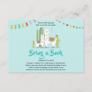 Llama Bring a book Baby shower Fiesta Cactus Girl Enclosure Card