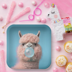 Llama Bubblegum Funny Paper Plate
