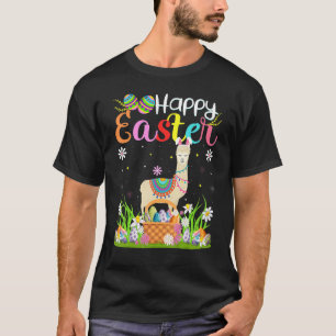 Llama Bunny Egg Hunting Llama Happy Easter T-Shirt
