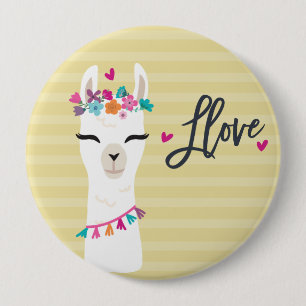 LLama Button // LLama Love Yellow