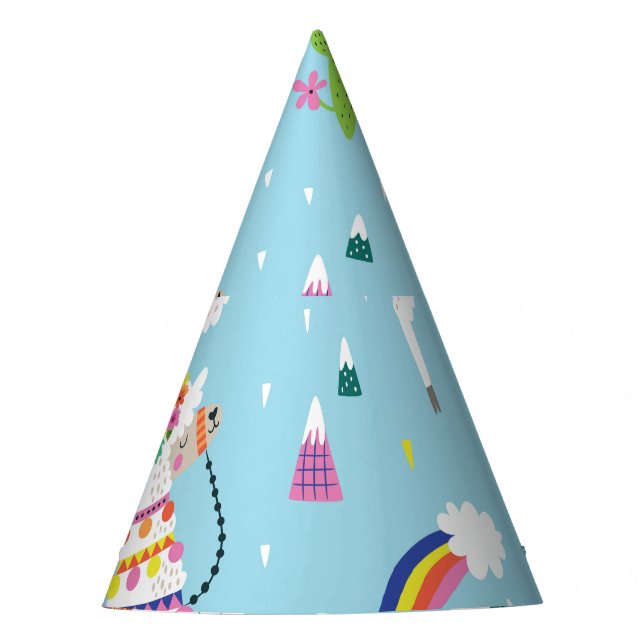 Llama & Cactus: Cute Vintage Set Party Hat (Front)