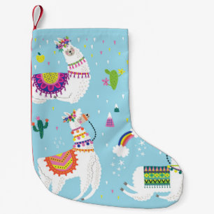Llama & Cactus: Cute Vintage Set Small Christmas Stocking
