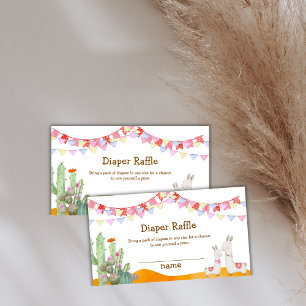 Llama Cactus Fiesta Diaper Raffle Baby Shower Enclosure Card