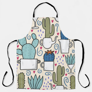 Llama Cactus: Hand-Drawn Seamless Design Apron