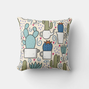 Llama Cactus: Hand-Drawn Seamless Design Cushion