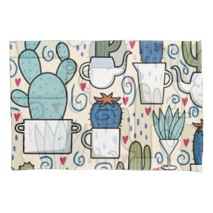 Llama Cactus: Hand-Drawn Seamless Design Pillowcase