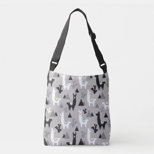 Llama cactus mountains, seamless pattern. crossbody bag (Front)