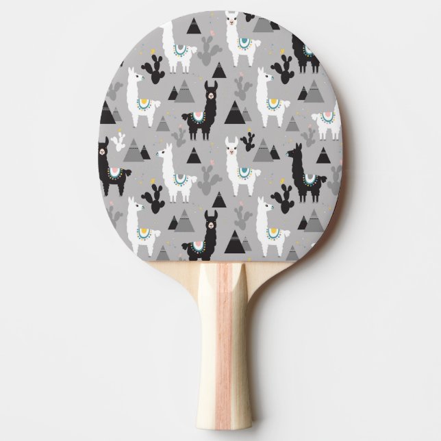 Llama cactus mountains, seamless pattern. ping pong paddle (Front)