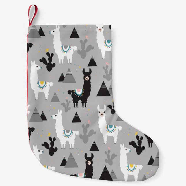 Llama cactus mountains, seamless pattern. small christmas stocking (Front)