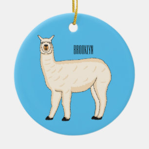 Llama cartoon illustration ceramic tree decoration