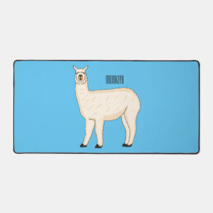 Llama cartoon illustration desk mat