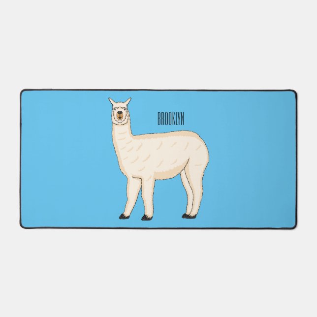 Llama cartoon illustration  desk mat (Front)