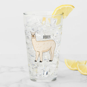 Llama cartoon illustration glass