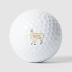 Llama cartoon illustration golf balls