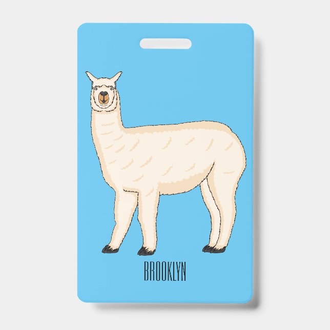 Llama cartoon illustration  ID badge (Front)