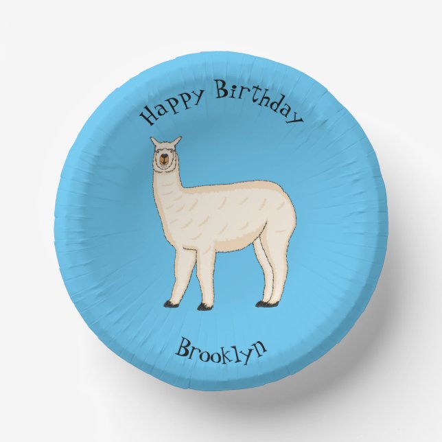 Llama cartoon illustration  paper plate (Front)