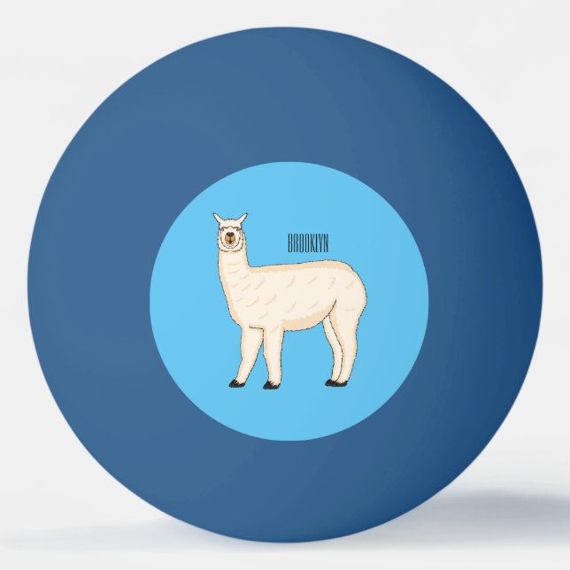Llama cartoon illustration  ping pong ball (Front)