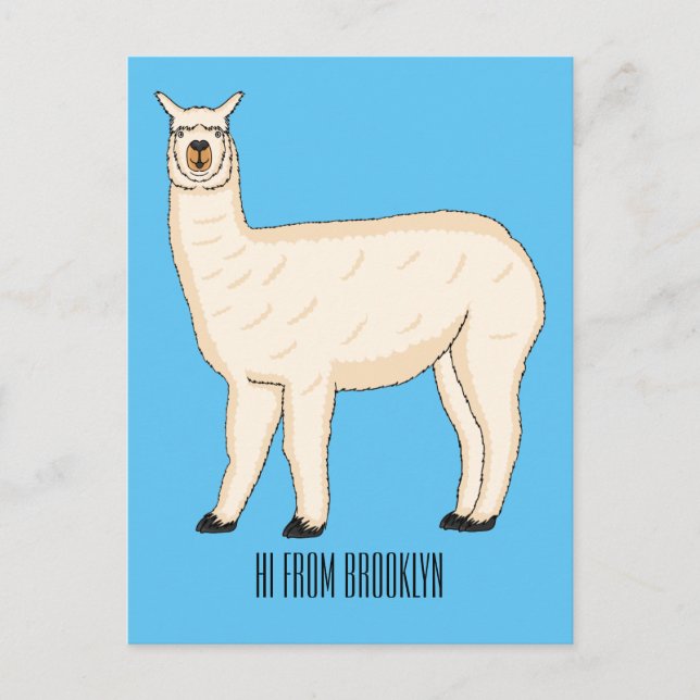 Llama cartoon illustration postcard (Front)
