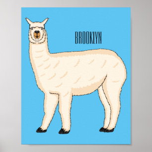 Llama cartoon illustration poster