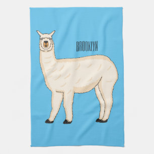 Llama cartoon illustration  tea towel