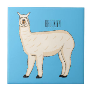 Llama cartoon illustration tile